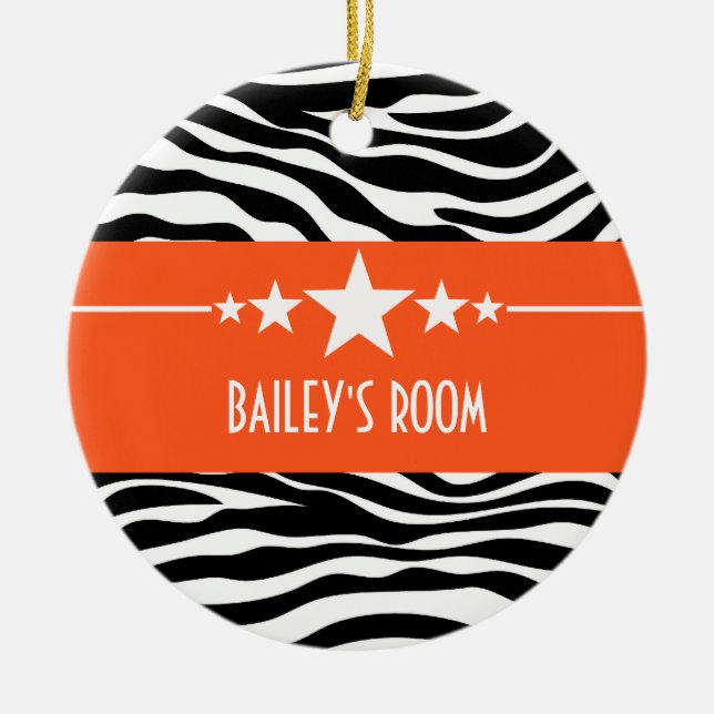 Orange Sassy Star Zebra Ornament (Framsidan)