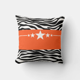 Orange Sassy Star Zebra Pillow Kudde