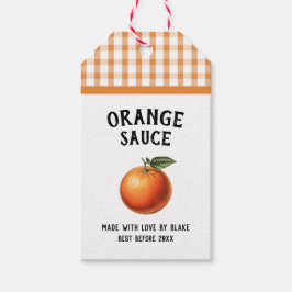 Orange Sauce Preserve-etikett kontrollerad mönster Presentetikett