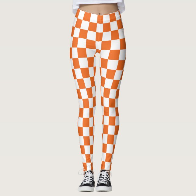 Orange schackbräde leggings (Framsida)