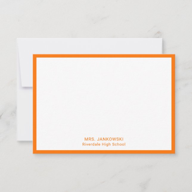 Orange School Färg Lacher Tackkort Cards (Framsida)