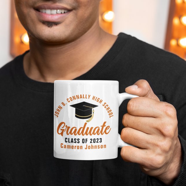 Orange Script Student Anpassningsbar 2023 Studente Kaffemugg (Skapare uppladdad)