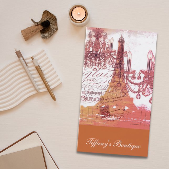 orange scripts chandelier paris eiffel torn visitkort (orange scripts chandelier paris eiffel tower business card)