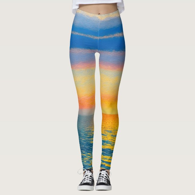 Orange Sea Sunset Leggings (Framsida)