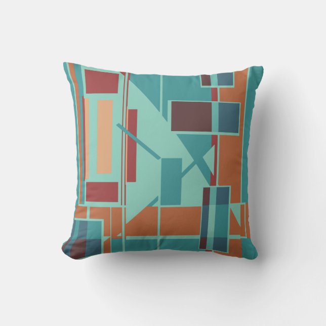 Orange Seafoam Turcos Burgundy Geometric Design Kudde (Framsida)
