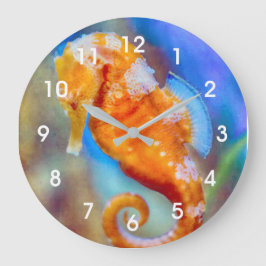 Orange Seahorse delight Stor Klocka