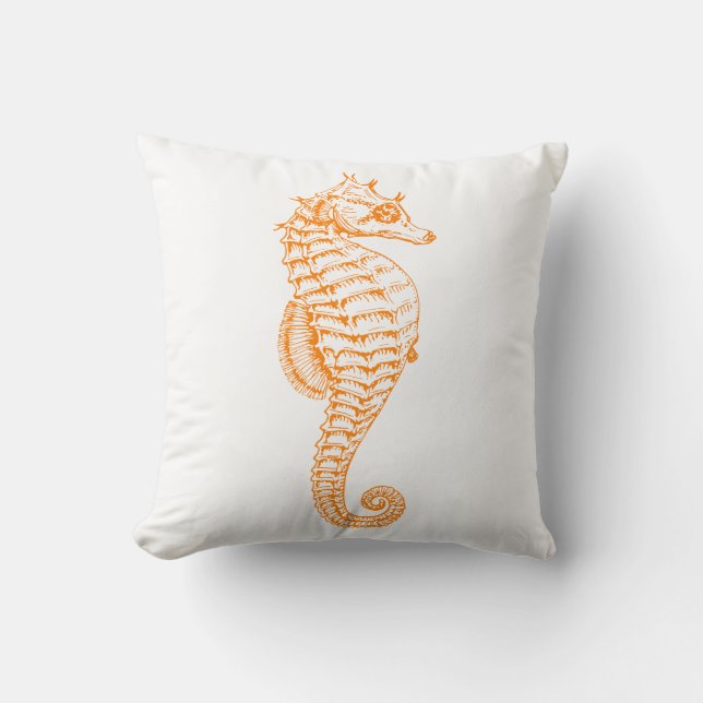 Orange Seahorse Pillow Kudde (Framsida)