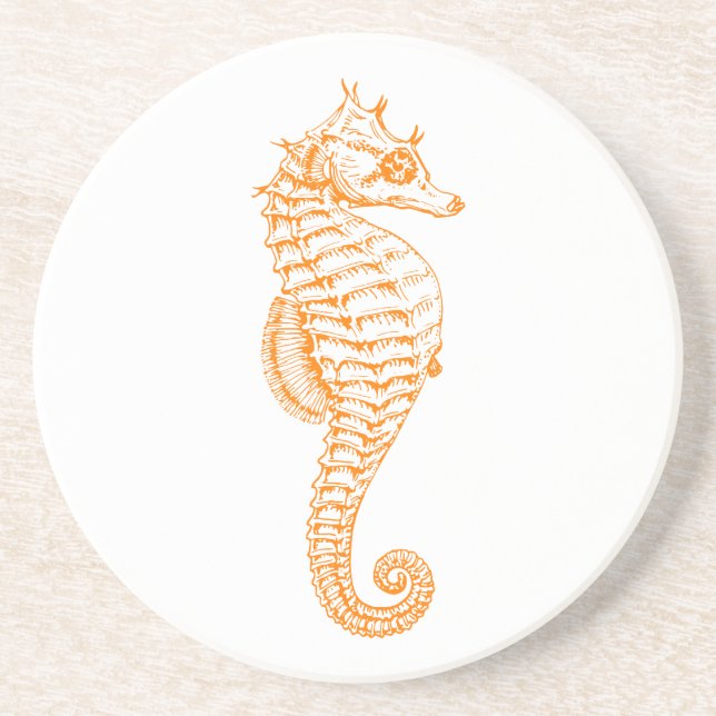 Orange Seahorse Underlägg Sandsten (Framsidan)