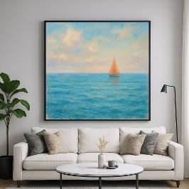 Orange segelbåt resa - Pastellmålning stil konst Poster