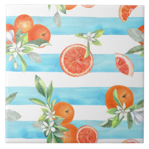 Orange Segment Blue Rand Kakelplatta
