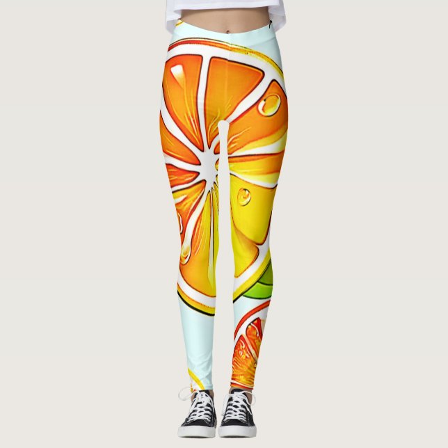 Orange Segment: Citrus Art Leggings (Framsida)