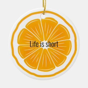 Orange Segment Citrus Design Ceramic Ornament