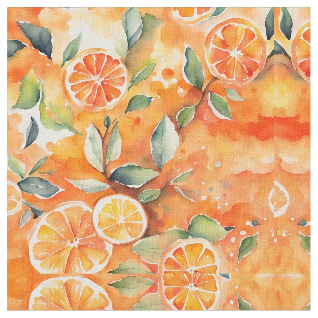 Orange Segment Färsk vattenfärg Citrus Design Tyg (Närbild)
