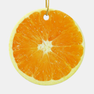 Orange segment julgransprydnad keramik