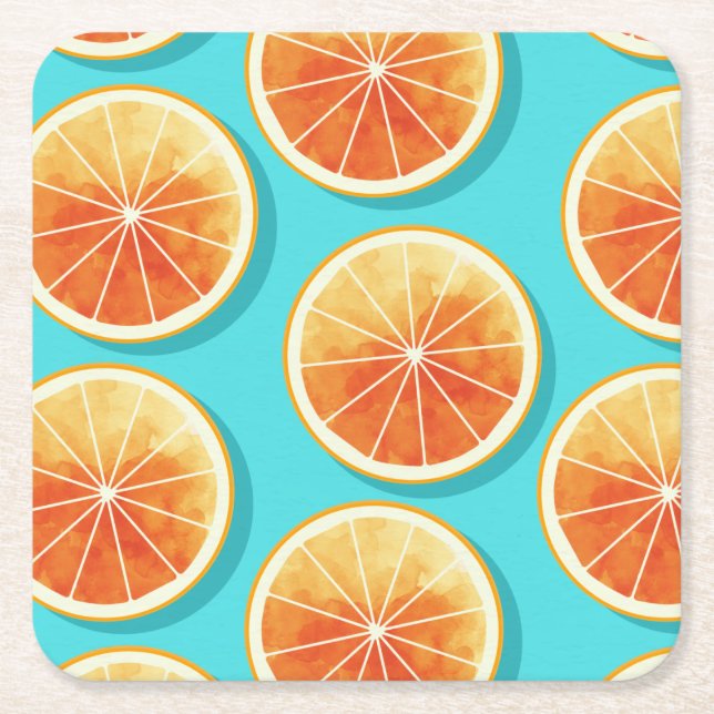 Orange segment på blå underlägg papper kvadrat (Framsidan)