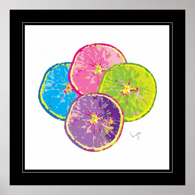 Orange Segment, popup-teckning färgstark Poster (Framsidan)