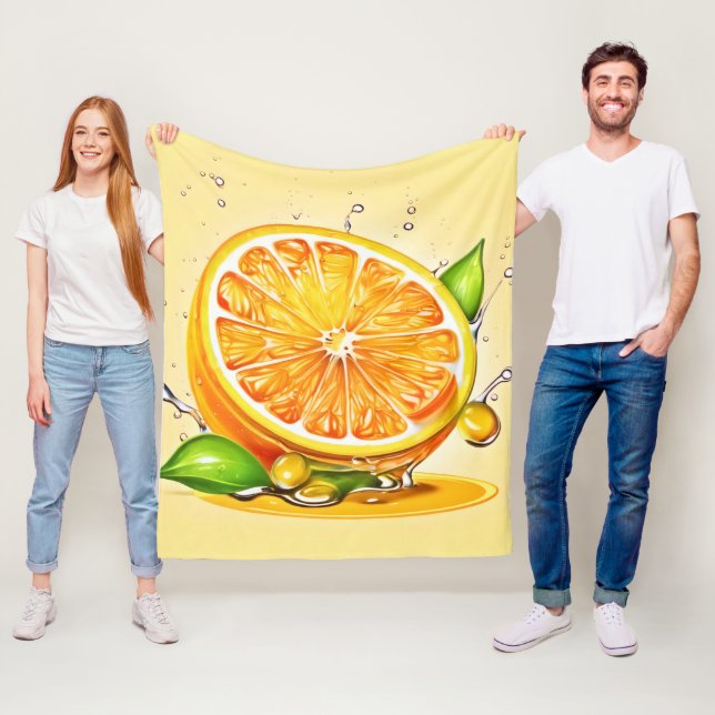 Orange Segment Stänk Fleecefilt (På plats)