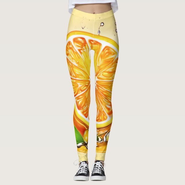Orange Segment Stänk Leggings (Framsida)