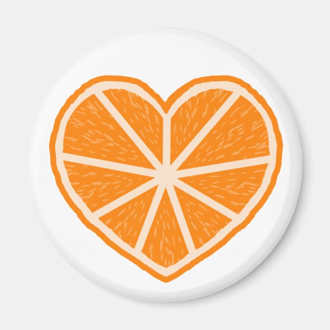 Orange Segmenthjärta Magnet (Framsidan)