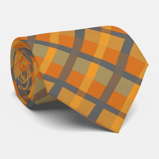 Orange Senap Marinblå Tealrandig Slips (Rullad)