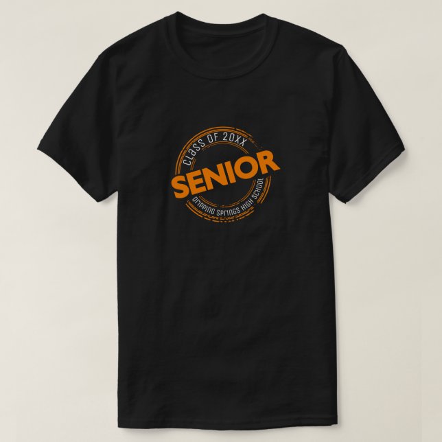 Orange Senior Class of Distress Badge T Shirt (Design framsida)