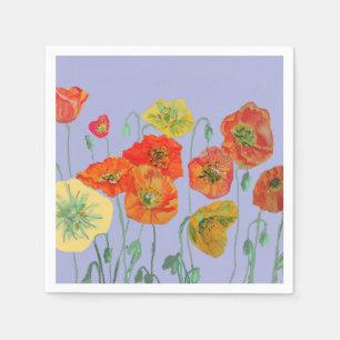 Orange Shabby Poppy Lavendel Lila Servietter Pappersservett