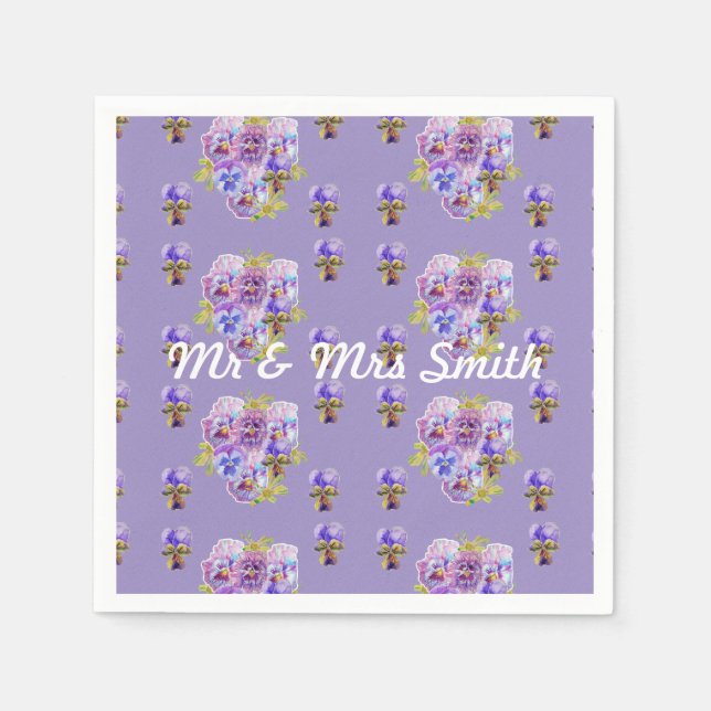 Orange Shabby Vallmo Dekor Servett Dukar Lila (Framsidan)