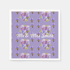 Orange Shabby Vallmo Dekor Serviett Dukar Lila Pappersservett