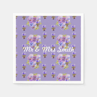 Orange Shabby Vallmo Dekor Serviett Dukar Lila Pappersservett