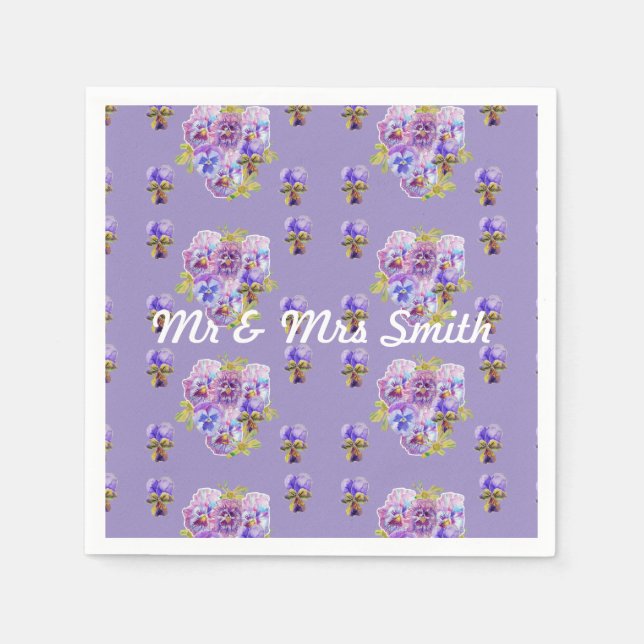 Orange Shabby Vallmo Dekor Serviett Dukar Lila Pappersservett (Framsidan)