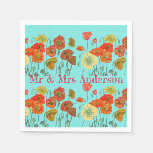 Orange Shabby Valmue Dekor Serviett Servietter Aqu Pappersservett