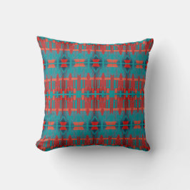Orange Shades Red Teal Vågrät Mediterranean Kudde