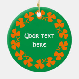Orange Shamrocks Kant Lägg Till Text Julgransprydnad Keramik