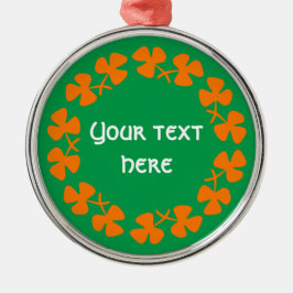 Orange Shamrocks Kant Lägg Till Text Julgransprydnad Metall