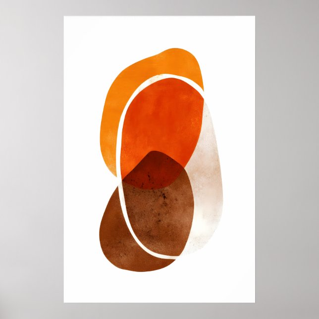 Orange Shapes Art Print Layered Rounded Forms Poster (Framsidan)