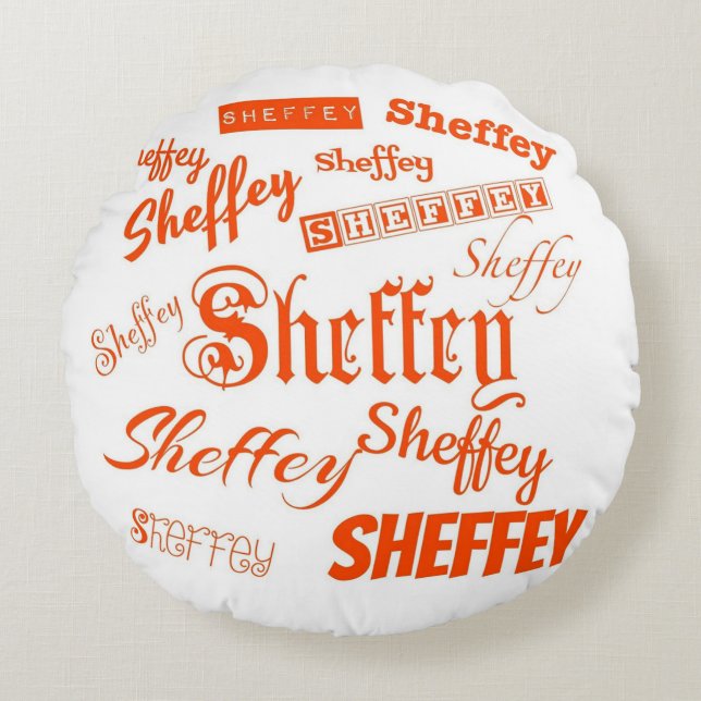 Orange Sheffey Typsnitt - 9569 Rund Kudde (Framsidan)