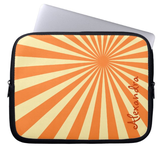 Orange Sherbet Sunburst "Add your Name" Laptop Fodral (Framsidan)