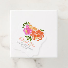 Orange Shock rosa Blommigt Bröllop Tack Gåvor Etiketter