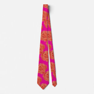 Orange Shock rosa Blommigt Ro Modern färgstark Slips