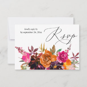 Orange, Shock rosa och Lila Fall Blommigt med målt OSA Kort