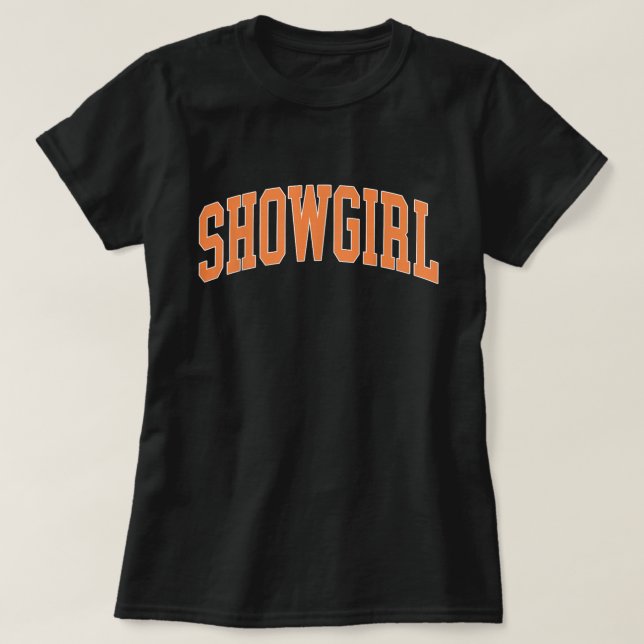 Orange Showgirl Varsity Stil Shirt T (Design framsida)