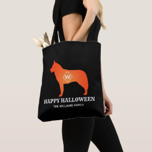 Orange Siberian husky Silhouette Happy halloween Tygkasse