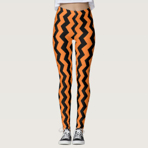 Orange sicksackdesign - välj bakgrundsfärg leggings