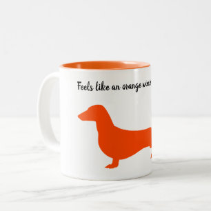 Orange Silhouette Dachshund Mugg