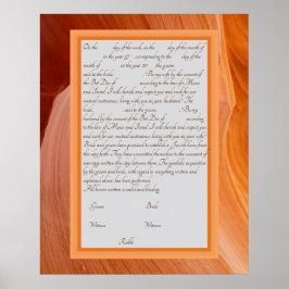 Orange Silke Ketubah Canadian Reform Text Poster