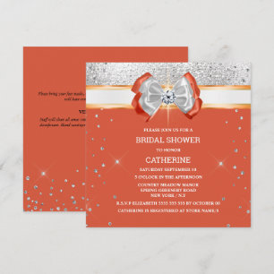 Orange silver glitter spets elegant chic glans inbjudningar