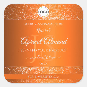 Orange Silver Logotyp Initialer Glitter produkteti Fyrkantigt Klistermärke