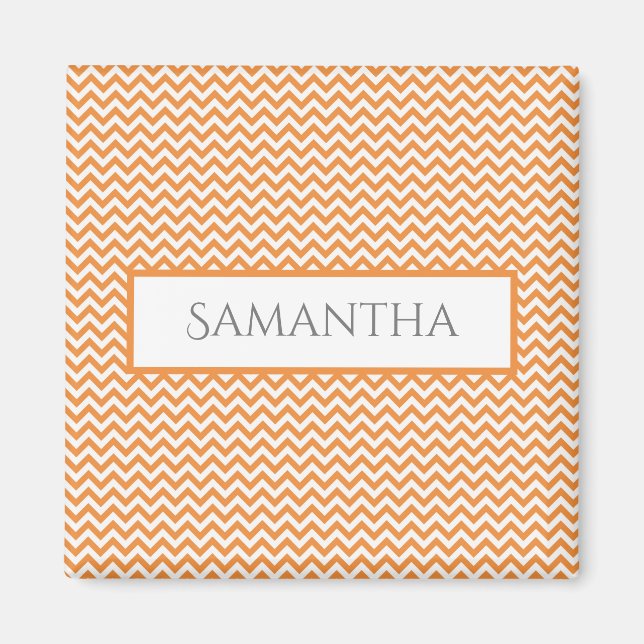 Orange Simple Chevron Personlig Magnet (Framsidan)