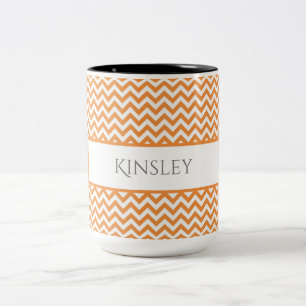 Orange Simple Chevron Two-Tone Coffee Mugg