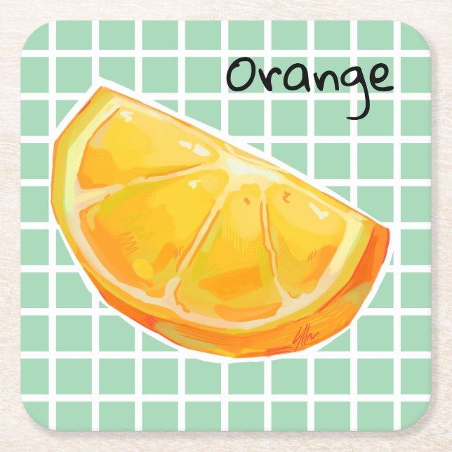 Orange, sinaasappel  underlägg papper kvadrat (Framsidan)
